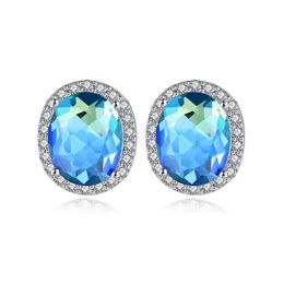 Stud New Oval Blue Zircon Earrings For Women Lady Design Austrian Crystal Cz Earring High Quality Jewellery Gifts Drop Delivery Dhgarden Dh0Ke