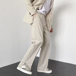 Men's Pants Grey Khaki Black Suit Pants Men Fashion Society Mens Dress Pants Korean Loose Straight Wide Leg Pants Mens Formal Trousers 230510