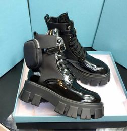 2023 designer paris tornozelo martin boots austrália rois nylon de couro real com monólito removível Black Lady Booties tamanho 35-41