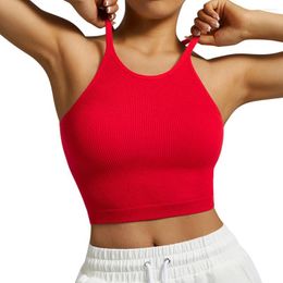 Yoga Outfit Women Sports Bra Lingerie Ribbed Camisole Bras Seamless Workout Crop Tank Top Running Athletic Fitness For