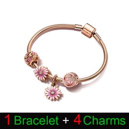 New Popular 925 Silver designer Bracelet Set Garden Series Charms Bracelets Fit Original Pandora Beads DIY For Women Engagement gift Luxury Jewellery with box