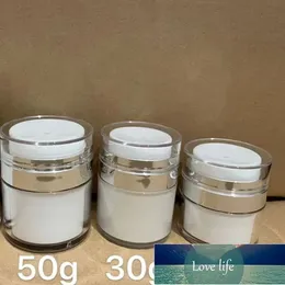 Wholesale Acrylic Airless Jar Cream Bottle With Silver Collar Cosmetic Vacuum Lotion Jars Pump Packing Bottles 15G 30G 50G