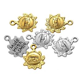 Charms Bk 500Pcs Alloy Sun Face Made With A Smile 15X12Mm For Necklace Jewelry Accessorices Findings Drop Delivery Components Dhuda