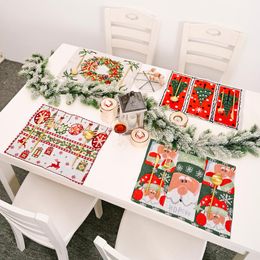 Christmas Decorations Placemat Reusable Knitted Cloth Dining Tablecloth Decoration For Home 2023 Navidad Year SuppliesChristmas
