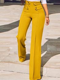 Women's Pants Capris VONDA Elegant OL Style Trousers Summer Women Casual High Waist Party Pantalon Femme Casual Wide Leg Long Palazzo Streetwear 230510