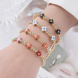 Strand Four-leaf Clover Gold Colour Heart Bracelet For Women Colourful Enamel Eyes Fashion Crystal Jewellery Wholesale