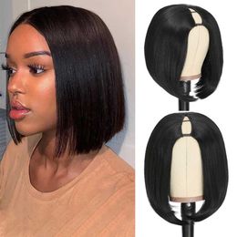 Hair Wigs Brazilian u Part Human for Black Women Cheap Short Straight Bob Remy Easy to Instal Full Machine 230510