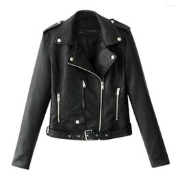 Racing Jackets .2023 Autumn Short Faux Soft Leather Jacket Women Fashion Zipper Motorcycle PU Ladies Basic Street Coat