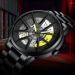 Wristwatches Luxury Fashion Men's Car Wheel Watches Stainless Steel Waterproof Watch For Men Sport Casual Quartz Wristwatch Relogio