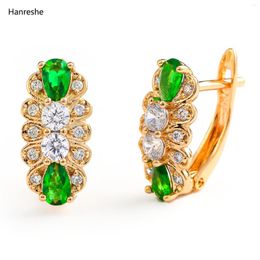 Stud Earrings Gold Colour Earring Classic Jewellery Weddings Zirconia Luxury Copper Mini Red Green Colour Crystal Girl Women Gift