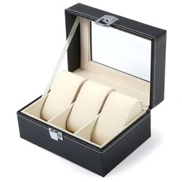 Watch Boxes Cases 3 Slots PU Leather Box Simplicity Highgrade Strong Decorate Jewellery Bracelet Necklace Storage Case Organiser watch box 230509