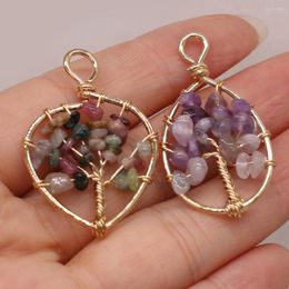Pendant Necklaces Natural Stone Tree Of Life Amethyst Tourmaline Crystal Charms For Women Jewellery Making DIY Crafts Necklace Accessories