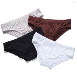 Underpants Ice Silk Low Waist Underwear For Men Transparent Sexy Ultra Thin Autumn And Winter Breathable Briefs