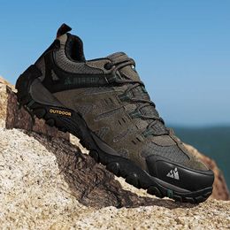 Hiking Footwear Genuine leather male suede leather walking shoes outdoor wear-resistant male trekking walking hunting tactical sneakers P230510