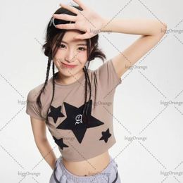 Women's TShirt American Street Harajuku Gothic Star Fashion Towel Embroidered Tshirt Short Sleeve Y2K Casual AllMatch Top Clothes 230510