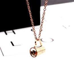 Chains Rose Gold Necklace Women Water Cup Pendant Zircon Stainless Steel Couple Fashion Jewelry On The Neck Wholesale