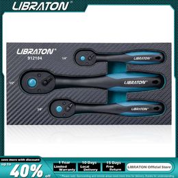 Electric Wrench Libraton Ratchet Set 3Pcs 1/4" 3/8" 1/2" Handle with Teardrop Head Quick-Release Comfort Grip 230510