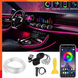 New Car LED Interior Atmosphere Lights Universal RGB Ambient Light Optic Fiber APP Music Control Auto Decorative Neon Lamp