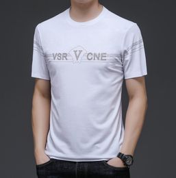 Designer Men's Summer Fashion Brand Round Neck Short Sleeve T-shirt Thin Iron Diamond Half Sleeve Top Underlay Shirt