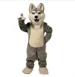 mascot Grey JWolf Costumes Halloween Dog Mascot Character Holiday Head Fancy Party Costume Adult Size Birthday