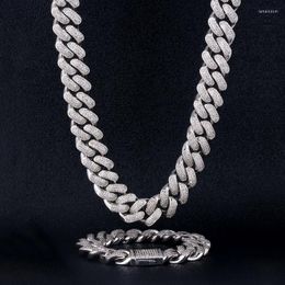 Link Bracelets 18mm Hip Hop Bracelet Jewelry 14K/White Gold Plated Micro Pave CZ Stone Iced Out Men's Cuban Necklace Chain Wholesale