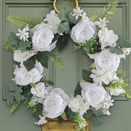 Decorative Flowers Beautiful Door Garland Plastic Artificial Eye-catching Front Porch Wreath