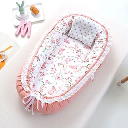 Bassinets Cradles Sleeping Portable born Bassinet Travel Folding Infant Cradle Cot Lace Bed Baby Princess Nest Bumper 230510