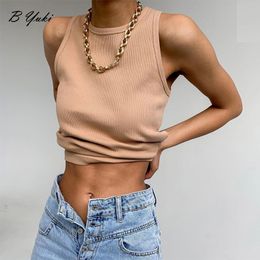 Women's Tanks Camis Blessyuki Basic Knit Ribbed Solid Vest Women Summer Skinny Sleeveless Tank Female Casual Cottons Sportwear 230510