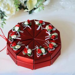 Gift Wrap Delicate Blue/Red Triangle Wedding Candy Boxes Creative Cake Shaped Chocolate Packaging Box Supplies