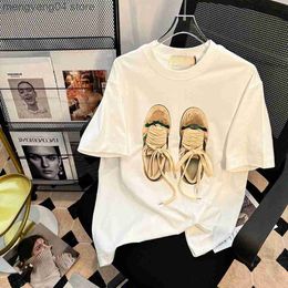 Women's T-Shirt Spring And Summer Fashion Loose Fun Three-Dimensional Shoelace Decoration Short-Sleeved T-Shirt Women's T230510