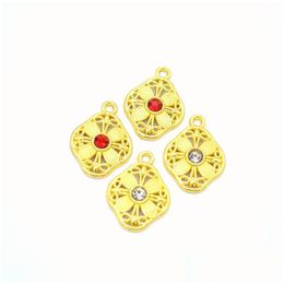 Charms 300Pcs /Lot Gold Plated Flower Pendant With Rhinestone 20X15Mm Good For Diy Necklace Jewellery Making Drop Delivery Findings Com Dhcbq