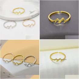 Band Rings Fashion Tiny Mountain Ring Open Cuff For Women Girls Birthday Gifts Adjustable Rock Climbing Jewellery Drop Delivery Dhqm1