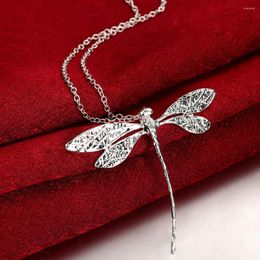 Chains 925 Sterling Silver 45cm Chain Big Dragonfly Pendant Necklace For Women Wedding Engagement Party Fashion Jewellery