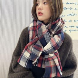 Scarves Women's Winter Scarf Net Red Korean Version Thickened Warm Plaid All-match Student