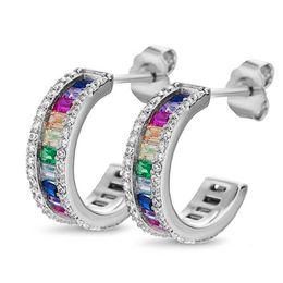 Elegant Lady 925 sterling silver Hoop Earring AAAAA Zircon Jewellery Party Wedding Earrings for Women Bridal Charm Jewellery