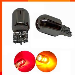 New 4pcs T20 turn signal bulb 7440 invisible Silver Chrome 12v21w rear tail lamp w21w amber red automobile halogen bulb