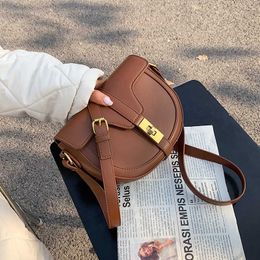 Shoulder Bags Vintage Small Women Saddle Pu Leather Crossbody Branded Female Handbags and Purse women Travel Messenger 230426