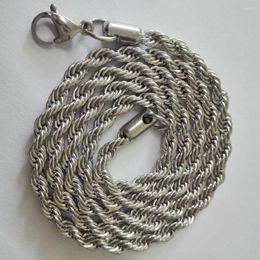 Chains In Bulk 5pcs Lot Long 30'' (76cm) 4mm Wide Stainless Steel Singapore Twisted Chain Necklace Rope For Mens Jewelry