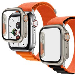 Nylon Loop Band Strap + PC Mod Case for Apple Watch Series 8 7 6 5 4 SE Seconds Change to Ultra 49mm