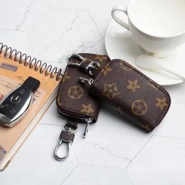 Designer Wallet Men Universal Car Key Bags Case Unisex Male Genuine Leather Wallet Holder Zipper Keychain Cases Cars Keys Pouch Bag