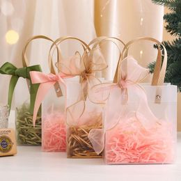 Gift Wrap 10pcs Transparent Gold Stamp Bags For Wedding Birthday Baptism Party Candy Souvenir Packaging Bag Guests Handbag