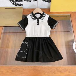 23ss girls Dress Girls polo Dress Short-sleeved dresses kids designer clothes fringe lapel Color matching letter logo print Short sleeve dress kids clothes