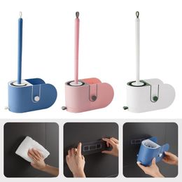 Holders Toilet Brush with Holder Storage Box Hanging Wall Mounted Cleaning Tool Flexible Bristles Brush WC Bathroom Accessories