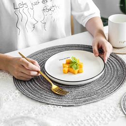 Table Mats Round Woven Cloth Placemat Tableware Mat Cotton Linen Heat Resistant Dinnerware Pad Home Restaurant Tabletop Decoration