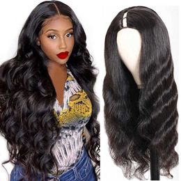 Hair Wigs v u Part Body Wave for Women Human No Leave Out Thin Machine Brazilian Remy Glueless 230510