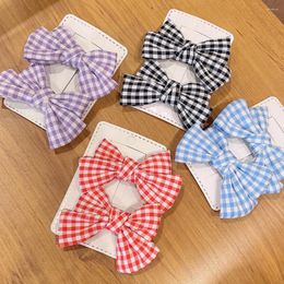 Hair Accessories 2 Pieces Of Children's Plaid Girl Little Art Small Fresh Bow Hairpin Baby Bangs