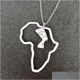 Pendant Necklaces Stainless Steel Africa Map Simple Hollow Portrait Necklace Jewellery Gifts For Men Women Drop Delivery Pendan Dhgarden Dhzim