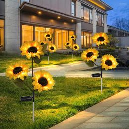 1/3 Head LED Solar Simulation Sunflower Lights Garden Yard Lawn Night Landscape Lamp Home Decorative Flower