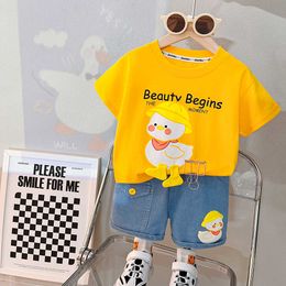 Clothing Sets Boys Clothes Set Summer 2023 New Fashion Style Cotton Duck High Quality Child Suit Kids Costum For 1y 2 Years A016 Y23