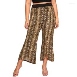 Pants Plus Size Summer Leopard Print Flare Women High Waist Casual Wide Leg Long Palazzo Female Big Trousers 4XL 5XL